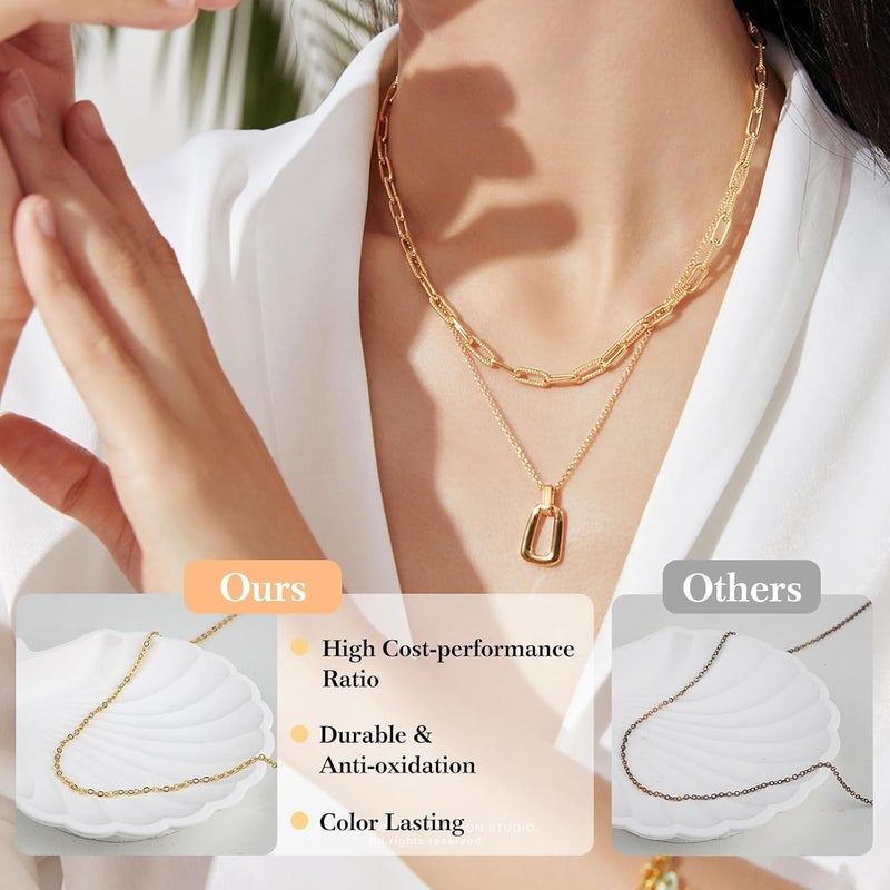 Ecoofor 14k Gold Necklace Chains for Jewelry Making, Total 27 Feet 8 Rolls Bracelet Chains for DIY, 3.3 Feet Each Style, 14K Gold Plated Chain with Jump Rings/Lobster Clasps/Connectors - Image 3